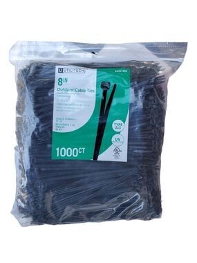 NEW Utilitech 8" Outdoor Cable Ties 1000ct 75lb strength 21S double sided